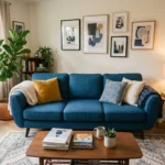 Premium Blue 3 Seater Sofa – Modern Design Cushion Sofa