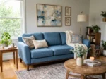 Premium Blue 3 Seater Sofa – Modern Design Cushion Sofa - Image 3
