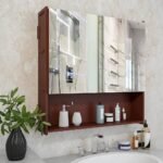 Bathroom Cabinet with Mirror by Artyfer | Premium Wooden Bathroom Cabinet | 4 Spacious Shelves for Storage - Image 3
