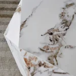 Designer Coffee Table in Carrara Marble Veneer Top – Unique Diamond Shaped Coffee Table Design in Timber Wood - Image 4