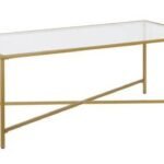 Coffee Table Rectangular Modern Design In Powder Coating Finish | White Marble Top Centre Table for Living Room | Large Center Table for Drawing Room | Golden Coffee Table for Sitting Room