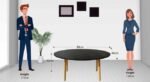 Coffee Table Round Wood In Laminate Finish | Black Sleek Marble Top Center Table for Living Room | Wooden Legs Tea Table Design for Drawing Room - Image 3
