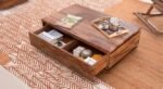 Coffee Table Teak Wood with Drawers | Low Height Wooden Center Table for Living Room | Deeper & Longer Drawers for Storage | Tea Table Design Centre Table for Drawing Room