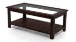 Coffee Table with glass top In Mahogany Finish | Teapoy Tea Table Design for Rich Look | Wooden Centre Table for Living Room | Rectangular Center Table for Drawing Room - Image 3