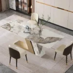 6 Seater Dining Table and Chairs – Unique Dining Table Design for Modern Look | Solid Stainless Steel Dining Base - Image 5