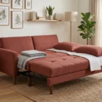 Premium Reddish Brown Fabric Sofa Bed | Foldable 3-SeaterSofa Cum Bed