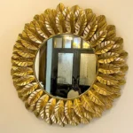 Designer Wash Basin Mirrors for Walls – Golden Leaves Wash Basin Mirror Design for Luxury Look