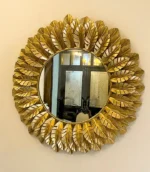 Designer Wash Basin Mirrors for Walls – Golden Leaves Wash Basin Mirror Design for Luxury Look