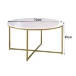 Golden Centre Table for Living Room Decor | Round White Marble Top Coffee Table for Drawing Room | Modern Tea Table Design for Luxury Look in Stainless Steel Frame - Image 4