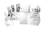 Polished Stainless Steel Dining Table Set – Tailor Made Dining Table with 10 Sleek Chairs for Scandavian Look - Image 3
