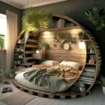 Luxury Bed with Side Storage – Handcrafted Wooden King Size Bed | King Size Round Bed Design for Luxury Look and Ultimate Comfort | Low Floor Wooden Bed with Shelves