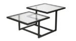 Rectangular Coffee Table in Glass Top | Glass Tea Table Design for Living Room | Double Glass Stand for Extra Space | Black Stainless Steel Base Center Table for Living Room - Image 2