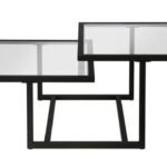 Rectangular Coffee Table in Glass Top | Glass Tea Table Design for Living Room | Double Glass Stand for Extra Space | Black Stainless Steel Base Center Table for Living Room