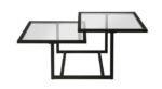 Rectangular Coffee Table in Glass Top | Glass Tea Table Design for Living Room | Double Glass Stand for Extra Space | Black Stainless Steel Base Center Table for Living Room
