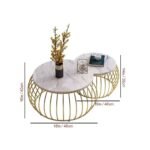 Marble Top Coffee Table Design for Rich Look | Golden Coffee Table for Living Room | Round White Marble Top Center Table for Sitting Room - Image 4