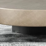 Central Table Design in Brushed Stainless Steel Frame with Black Glass Top in Teapoy Design - Image 4