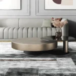 Central Table Design in Brushed Stainless Steel Frame with Black Glass Top in Teapoy Design - Image 7
