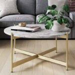 Modern Coffee Table Design | Marble Top Centre Table for Living Room | Teapoy Tea Table for Drawing Room | Golden Center Table for Hall