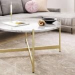 Modern Coffee Table Design | Marble Top Centre Table for Living Room | Teapoy Tea Table for Drawing Room | Golden Center Table for Hall - Image 2