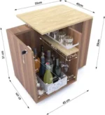 Wooden Mini Bar Cabinet Design for Home | Modern Liquor Bar Cabinet for Small Space | Walnut Mini Bar Cabinet for Home Decor - Image 2