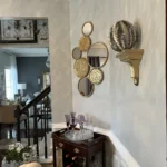 Mirror with Design | Golden Designer Metal Wall Mirrors Decorative – Pack of 7 | Large Wall Decor in Metal | Handmade Wallart for Space Utilization |