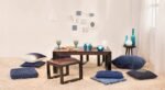 Rectangular Solid Wood Coffee Table In Two Tone Finish | Handmade Wooden Center Table for Living Room | Low Height Dining Table with 2 Seats