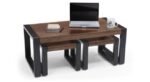 Rectangular Solid Wood Coffee Table In Two Tone Finish | Handmade Wooden Center Table for Living Room | Low Height Dining Table with 2 Seats - Image 3