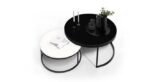 Round Coffee Table for Drawing Room | Black and White Marble Top Center Table for Living Room | Round Tea Table Design for Classic Look | Matt Black Centre Table for Living Room - Image 3
