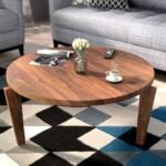 Round Wooden Coffee Table In Teak Finish | Round Coffee Table for Living Room | Wood Top Tea Table Design for Luxury Look | Teapoy Centre Table for Drawing Room