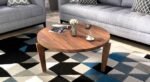 Round Wooden Coffee Table In Teak Finish | Round Coffee Table for Living Room | Wood Top Tea Table Design for Luxury Look | Teapoy Centre Table for Drawing Room