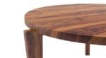 Round Wooden Coffee Table In Teak Finish | Round Coffee Table for Living Room | Wood Top Tea Table Design for Luxury Look | Teapoy Centre Table for Drawing Room - Image 4