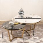 The Spider Table Set of 2 Nesting Coffee Table – Gold – White And Black Marble Top Center Table for Living Room - Image 2