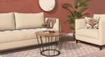 Modern Wood Coffee Table in Matt Black Base | Small Centre Table for Living Room | Rich Look Tea Table Design for Drawing Room