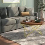 Wooden Coffee Table Design in Golden Frame | Coffee Table for Living Room in Teak Finish | Wooden Top Centre Table for Living Room | Teapoy Tea Table Design for Sleek Look