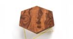 Wooden Coffee Table Design in Golden Frame | Coffee Table for Living Room in Teak Finish | Wooden Top Centre Table for Living Room | Teapoy Tea Table Design for Sleek Look - Image 3